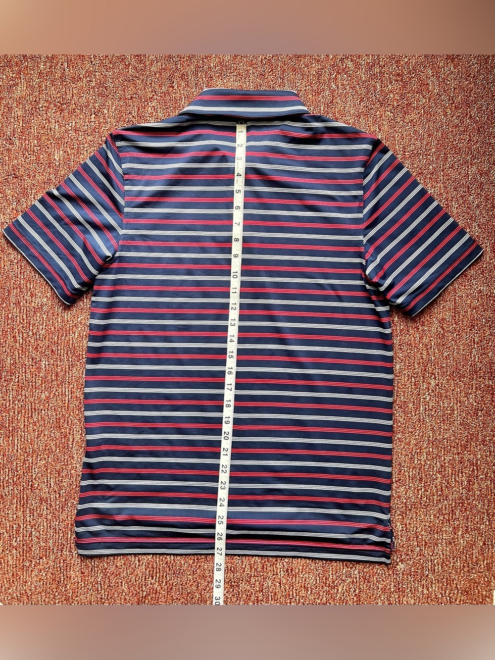 Men's Vineyard Vines Perfomance Polo Shirt: Navy with Red/white Stripes - XS - Picture 8 of 9